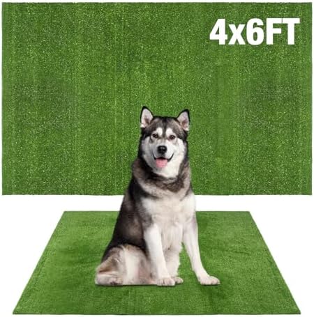 GLOBREEN Artificial Grass Pad for Dogs Potty, 4FTX6FT Pets Fake Grass Pee Pads by WelcomeGLOBREEN