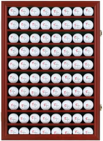 DisplayGifts 80 Golf Ball Display Case Cabinet Wall Rack Holder Solid Wood Frame - Image 2