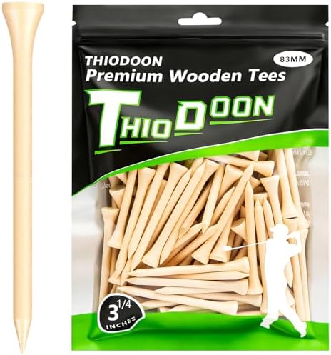THIODOON Golf Tees Professional Natural Wood Golf Tees Pack of 100, Golfing by THIODOON