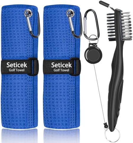 Seticek 2 Pack Golf Towel with Golf Brush, Super Absorbent Towel by Seticek
