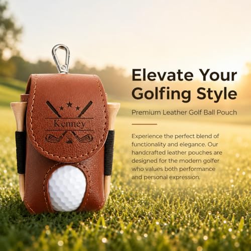 Personalized Leather Golf Ball Pouch – Custom Name or Initials – Portable Golf - Image 3