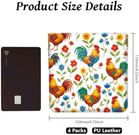 Peacoblue Chicken Coin Purse, PU Leather Squeeze Pouch 4PCS - Image 2