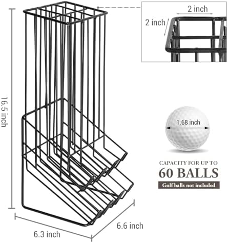 MyGift Golf Ball Basket Holder, Matte Black Wire Dispenser Rack - Image 5