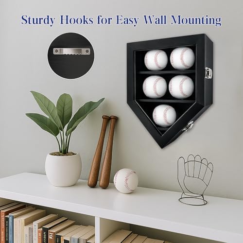 Baseball Display Case with 5 Stands Baseball Holder Display Shelf - Image 3
