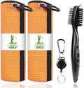 2 Pack Golf Towels with Club Brush, Microfiber Waffle Cleaning Set by ATTRACTIVE