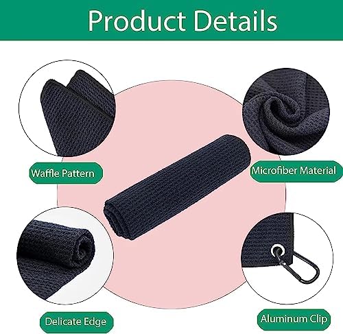 Golf Towel & Brush Cleaning Set, Microfiber Waffle - Image 2