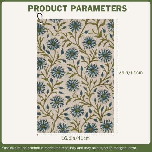 Blue Vintage Floral Golf Towel - Image 2