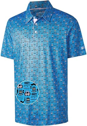 Mens Golf Shirt Short Sleeve Dry Fit Print Moisture Wicking Performance by FTFENTENG