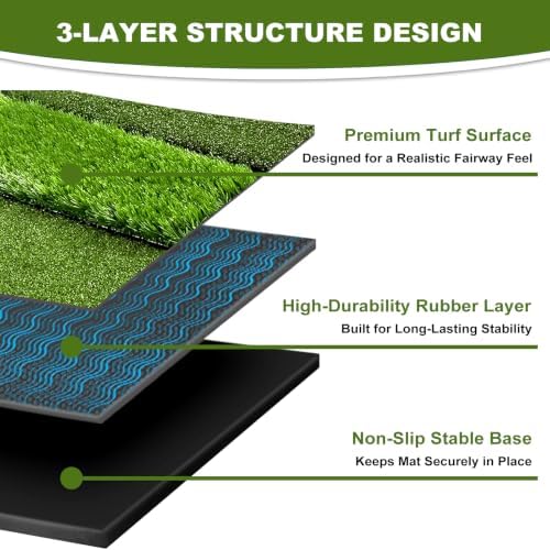 Foldable Tri-Turf Golf Hitting Mat, Non-Slip & Durable Outdoor Practice Mat - Image 5