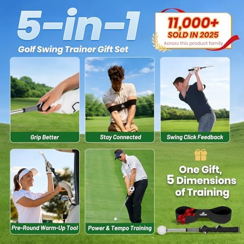 5-in-1 Retractable Golf Swing Trainer, Training Aid - Image 2