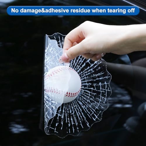 Broken Glass 3D Sticker Car Window Ball Hits Self Adhesive Funny Car Stickers - Image 2