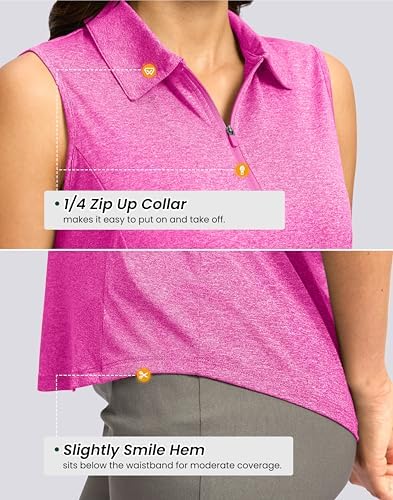 G Gradual Women's Golf Shirts Lightweight 1/4 Zip Collared Tank Top - Image 4