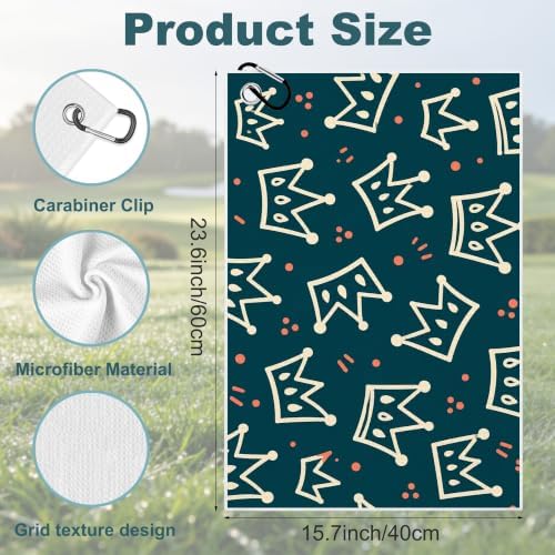 Blue Crown Waffle Weave Microfiber Golf Towel - Image 2