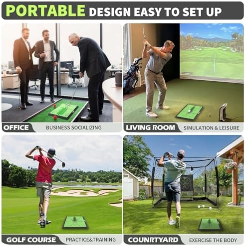 Fanshaw Portable Golf Mat with Swing Path Trajectory, 3-in-1 Hitting Mat - Image 6