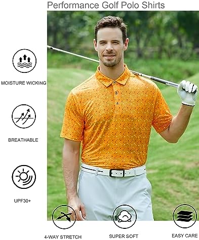 Alex Vando Mens Golf Shirt Moisture Wicking Print Performance Polo Shirt - Image 5