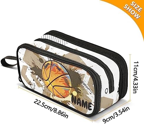 ZAZYXTJ Custom Personalized Basketball Large Capacity Pencil Case 3 Compartment - Image 3