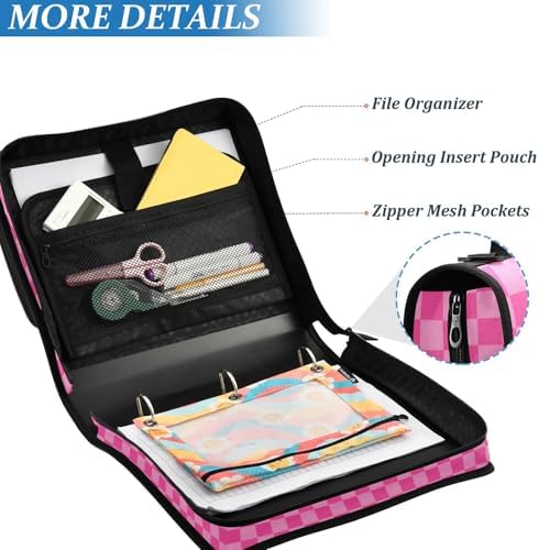 Zipper Binder Bag 3 Ring File Folder Portfolio Organizer Zippered Binder Bags - Image 6