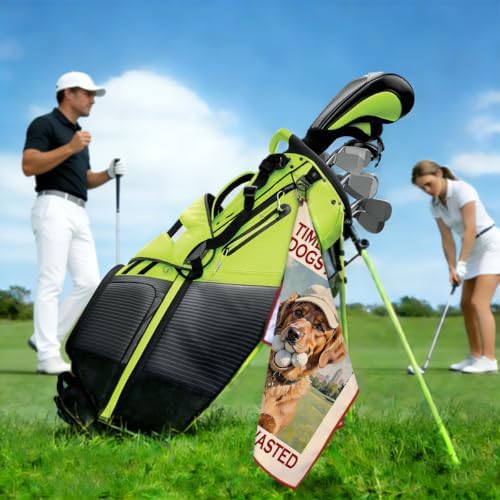 Time Spent with Dogs and Golf is Never Wasted Golden Retriever Towel - Image 3