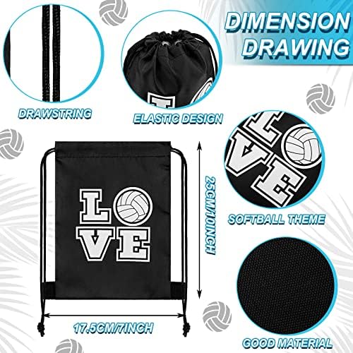 Shappy 12 Pieces Volleyball Drawstring Bags Bulk Small Sport Goodie Bags Snack - Image 2