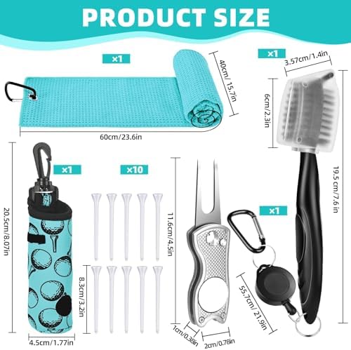 15 Pcs Golf Accessories Kit, Includes Cleaner Brush Towel Tees Golf Ball Bag - Image 5