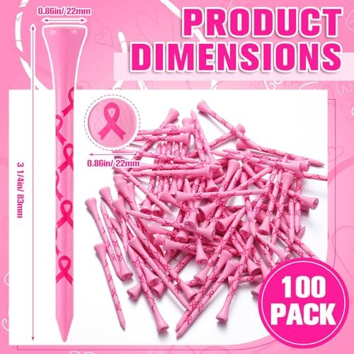 100 Pcs Pink Golf Tees 3 1/4" Bulk Bamboo Golf Accessories Gift - Image 2