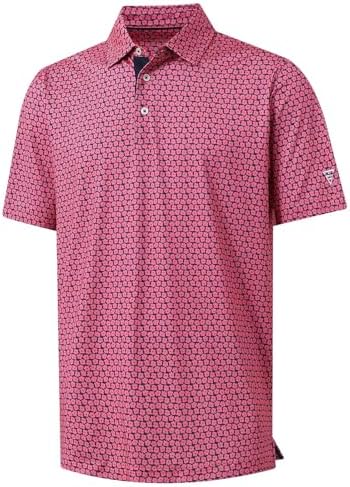 M MAELREG Mens Golf Shirt Short Sleeve Dry Fit Print Moisture Wicking by MAELREG