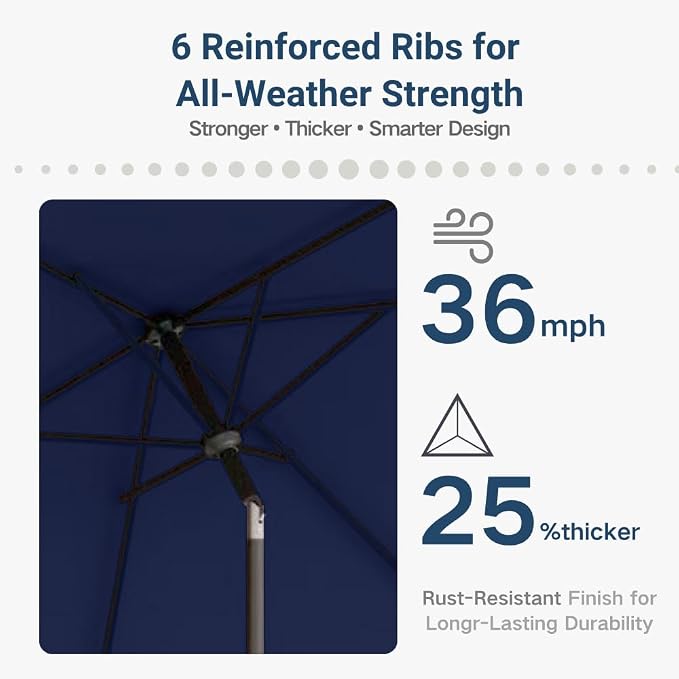 6.5' x 10' Rectangular Patio Umbrella Large Outdoor Market Umbrella w/UV - Image 5