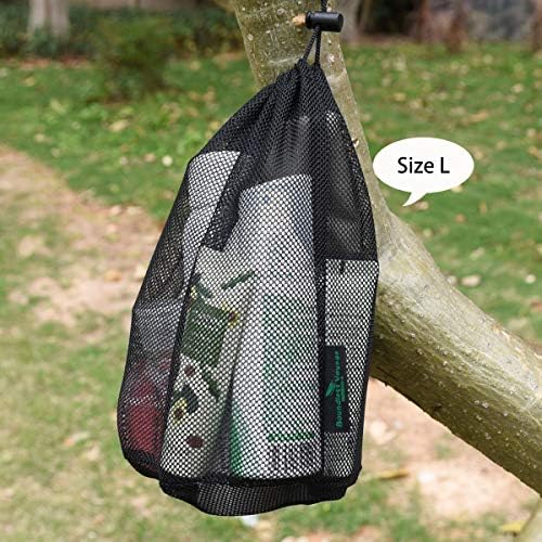 iBasingo 5-Pack Black Mesh Bag Nylon Drawstring Stuff Sacks BVP03 - Image 3