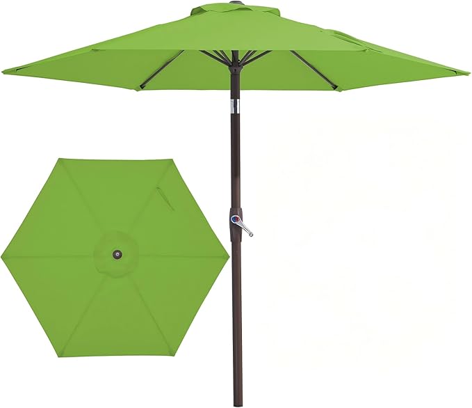JEAREY 7.5 ft Outdoor Patio Umbrella, Table Umbrella, Grass Green | 6 Sturdy by JEAREYOutdoorsCollection