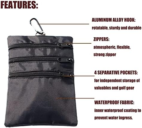 Golf valuables pouch, zipper golf ball bag - Image 3