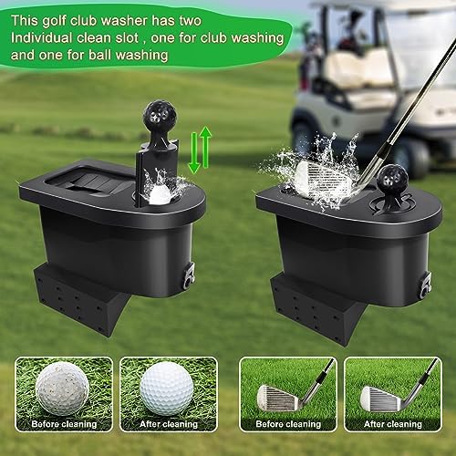 No-Drill Golf Cart Ball & Club Cleaner, Clamp-On Golf Club Head and Ball Washer - Image 4