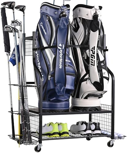 PLKOW Golf Bag Storage Rack for Garage, Golf Equipment Organizer by PLKOW