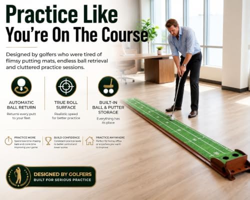 Putting Green Indoor with Automatic Ball Return – Golf Putting Mat with Putter - Image 2