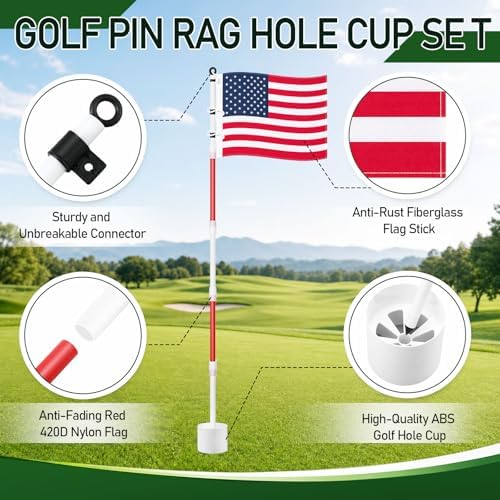 6 Golf Flagstick Set, Putting Green Flags - Image 3