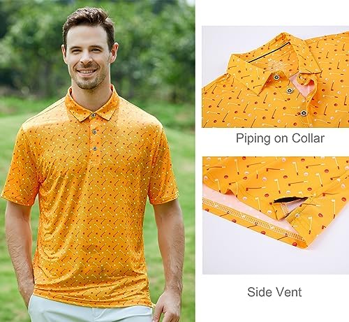 Alex Vando Mens Golf Shirt Moisture Wicking Print Performance Polo Shirt - Image 3