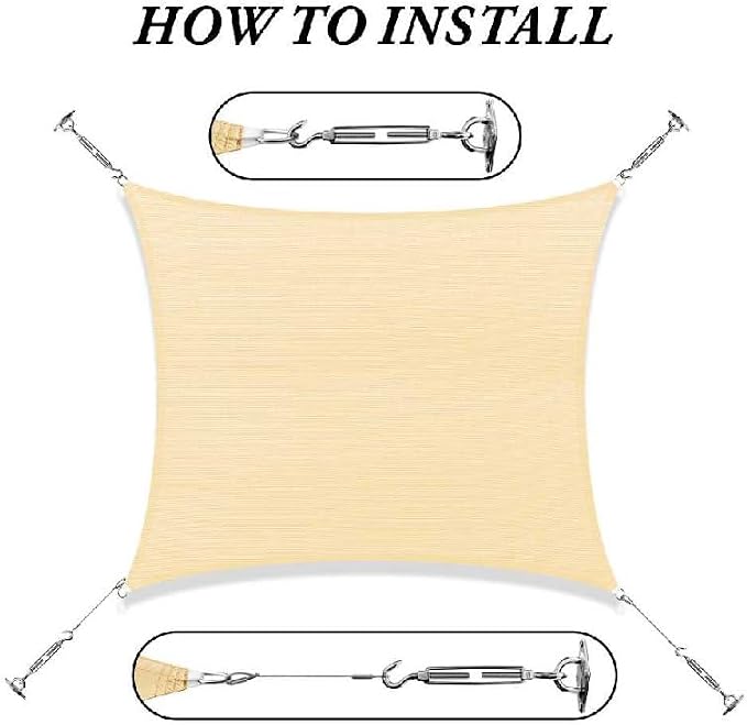 Royal Shade 1 6' x 1 6' Beige Rectangle Sunshade Sail - Image 8