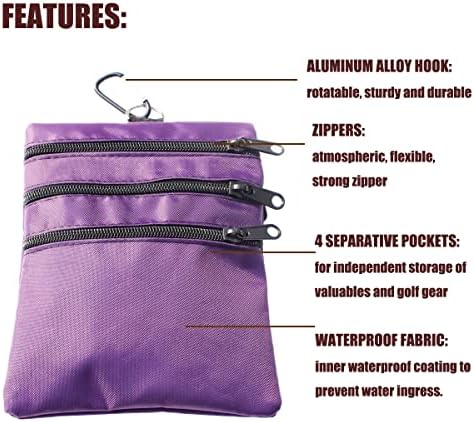 Golf valuables pouch, zipper golf ball bag - Image 3