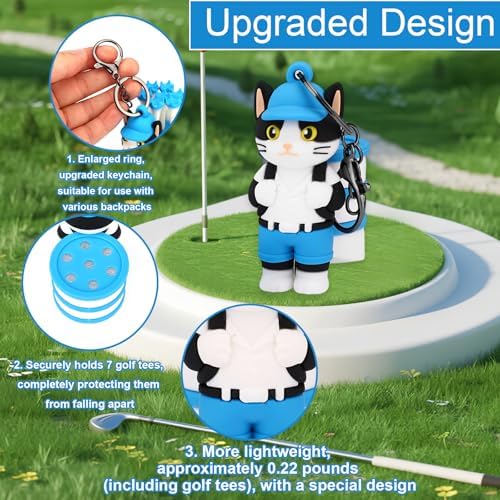 Penitue Caddie Golf Tee Holder, Including 8 Golf Ball Tees Creative Cute Cat - Image 3