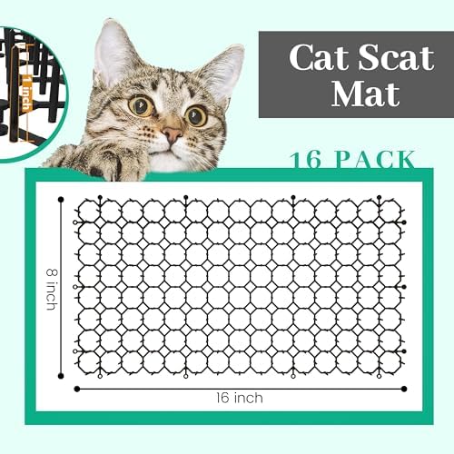 Hmyomina 16 x 8 Inch Scat Mat for Cats, 16 Pack Cat Scat Mat - Image 2