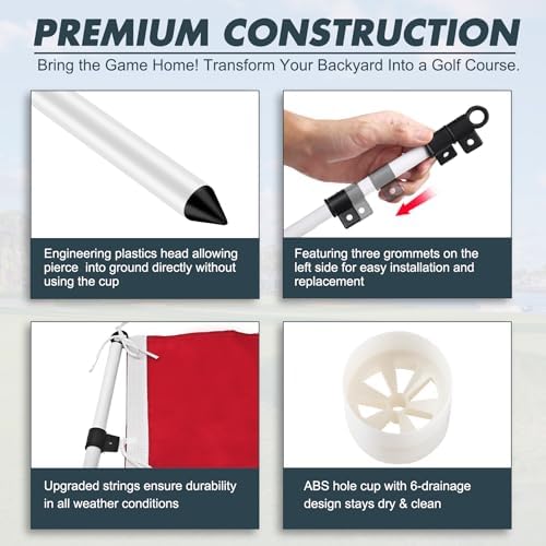 DuraRange 6 ft Golf Flagstick Sets, 5-Section Fiberglass Design - Image 4