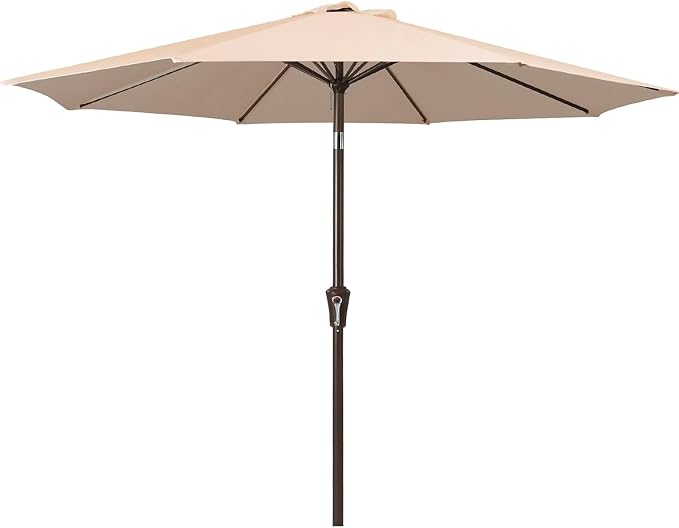 JEAREY 9FT Outdoor Patio Umbrella, Market Umbrella, Tan | Outdoor Table by JEAREYOutdoorsCollection