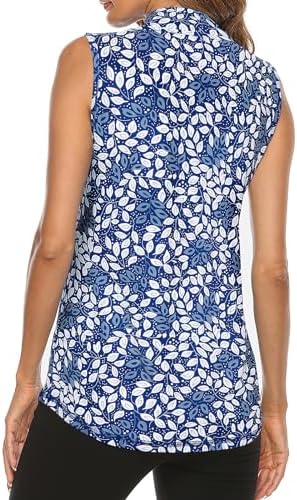 Tanst Sky Women's Sleeveless Golf Polo Shirts Quarter Zip Workout Tank Top - Image 2