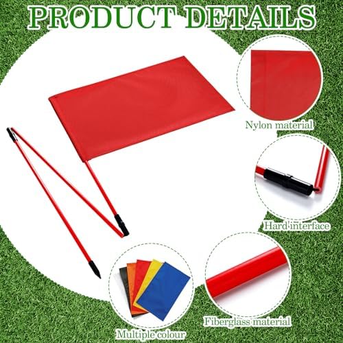 6 Set Golf Flag Stick for Putting Green 3 Section Portable Nylon Flagpoles - Image 2