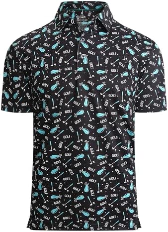 Alex Vando Mens Golf Shirt Moisture Wicking Print Performance Polo Shirt by AlexVando