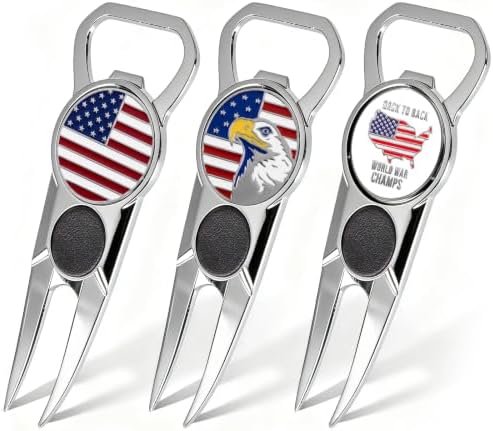 Amy Sport Golf Divot Repair Tool 7-in-1 Leather Grip 3 Pack by AmySport