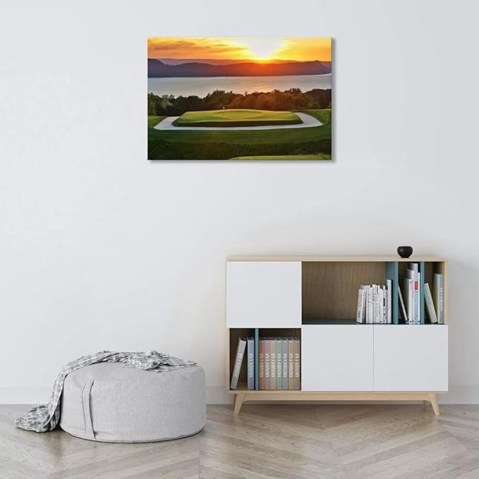 chenchenArt Sleepy Hollow 16 Hole Golf Course Wall Art for Living Room Bedroom Bathroom Home Decorations Sleepy Hollow Golf Course Picture Poster Canvas Prints Framed Ready to Hang(28''H x 44''W)