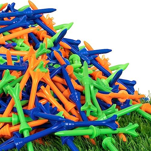 Golf Tees 3 1/4 Inch, Plastic Golf Tees 4 Prongs Stability Tees, Unbreakable by LZFANGOLF
