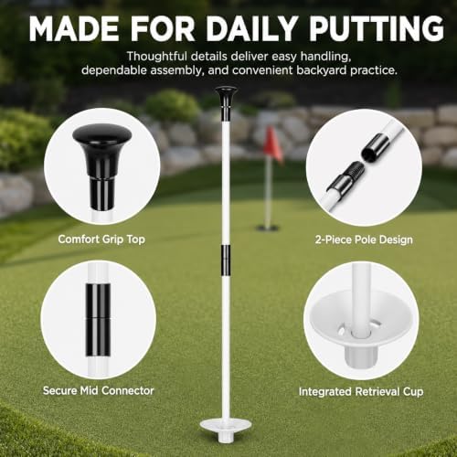 3FT Golf Flagstick for Backyard Practice Putting Green, Detachable Flag Pole - Image 4