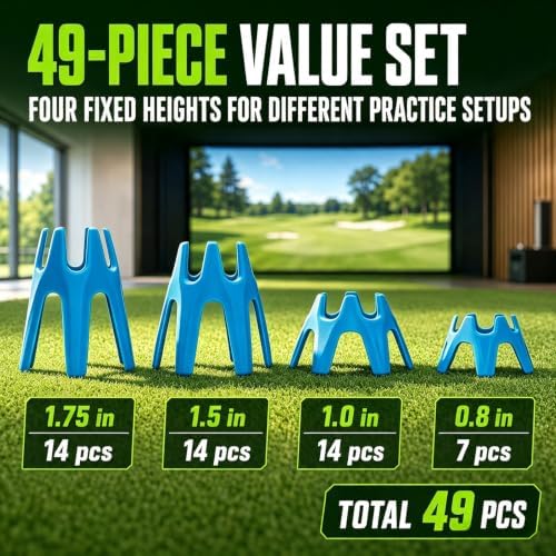 Golf Simulator Tees, 49 Pack 4 Mixed Sizes Plastic Golf Mat Tees, Indoor - Image 2