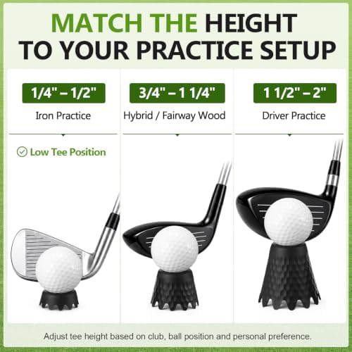 Foilswirl Golf Simulator Tees, 8 Fixed Heights Indoor Golf Mat Tees - Image 5